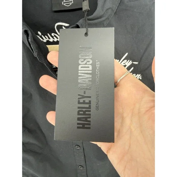 Harley Davidson Women's Short Sleeve Button Up Mechanic Style Shirt L 99023-23VW - Picture 4 of 13